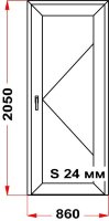 Входная дверь правая (ПВХ) Rehau 205x86 см (сэндвич)