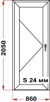 Входная дверь левая (ПВХ) Rehau 205x86 см (сэндвич)