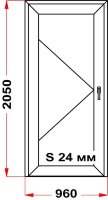 Входная дверь левая (ПВХ) Rehau 205x96 см (сэндвич)